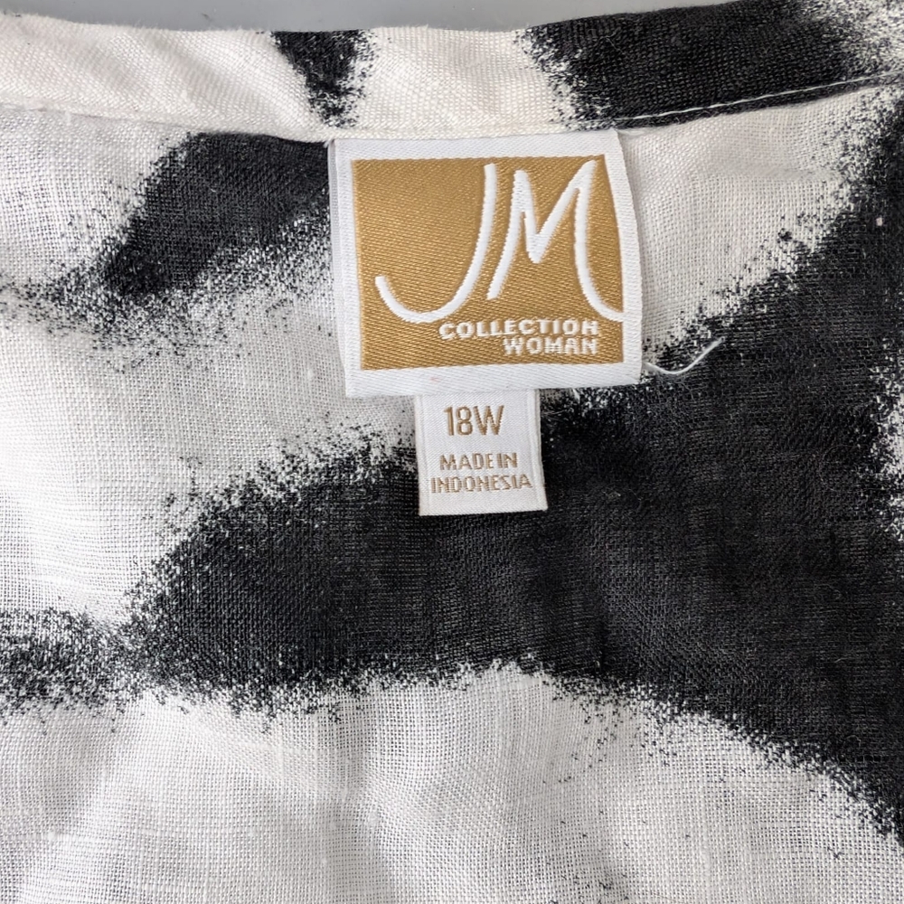 JM Collection 100% linen women's plus size 18w animal zebra print button Blouse - Picture 7 of 7